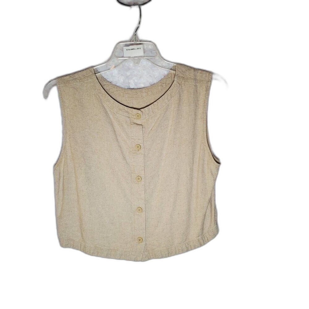 Vintage Cream Sleeveless Knit Top Size L